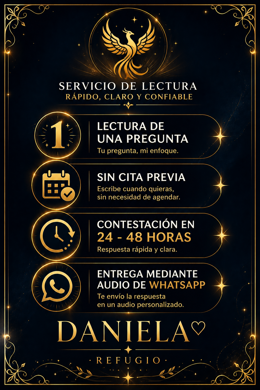LECTURA DE 1  PREGUNTA MEDIANTE AUDIO DE WHATSAPP (SIN CITA)