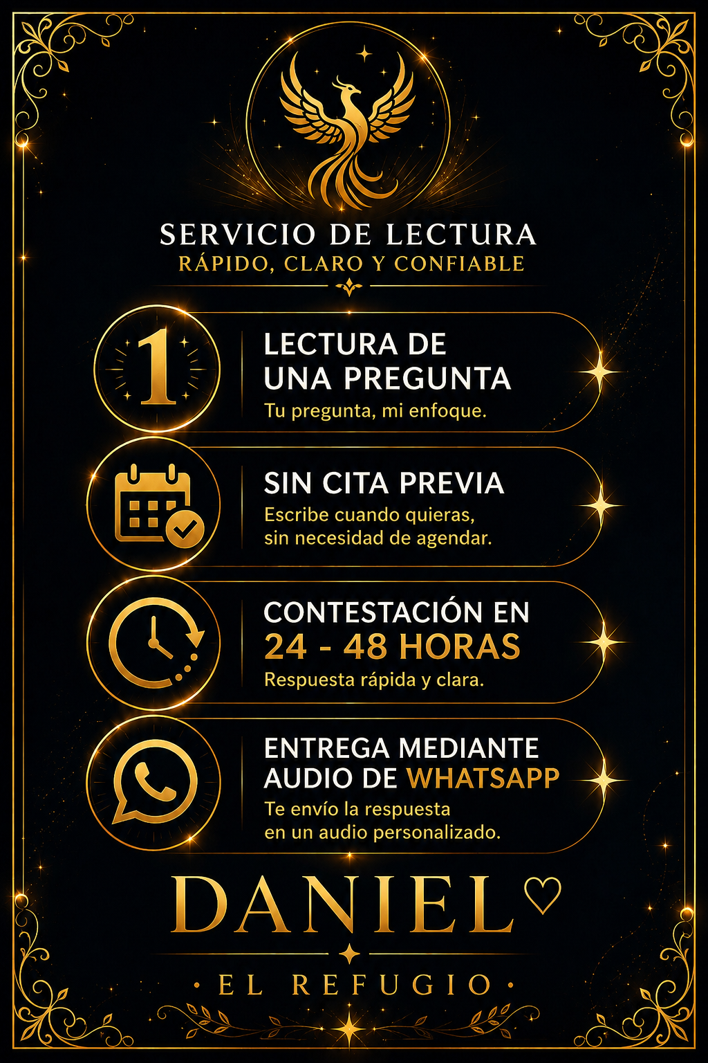 LECTURA DE 1  PREGUNTA MEDIANTE AUDIO DE WHATSAPP (SIN CITA)